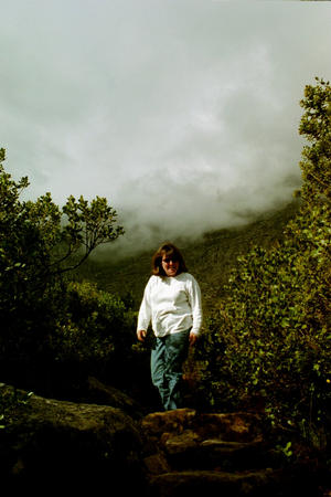 Helen climbing Table Mountain