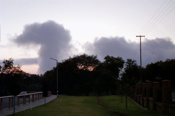 Victoria falls mist at sunrise