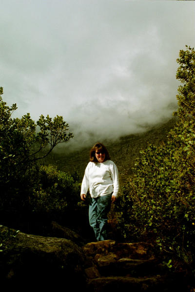 Helen climbing Table Mountain